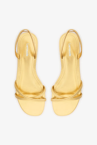 Sandália Flat Annie Couro Dourado