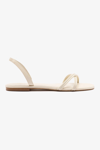 Annie Flat In Ivory Leather
