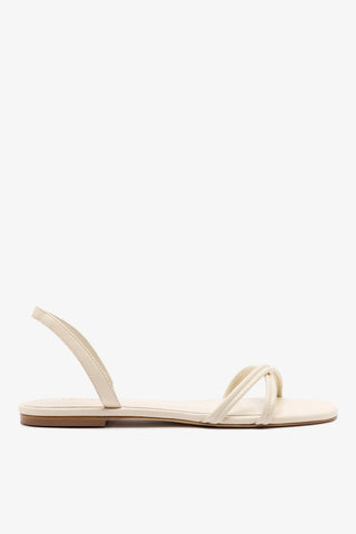 Sandália Flat Annie Couro Off White
