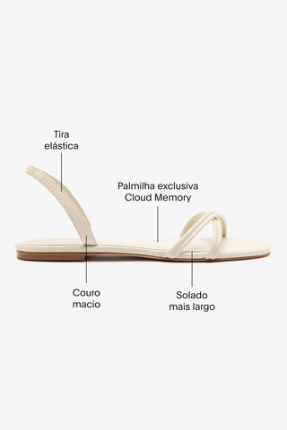 Sandália Flat Annie Couro Off White