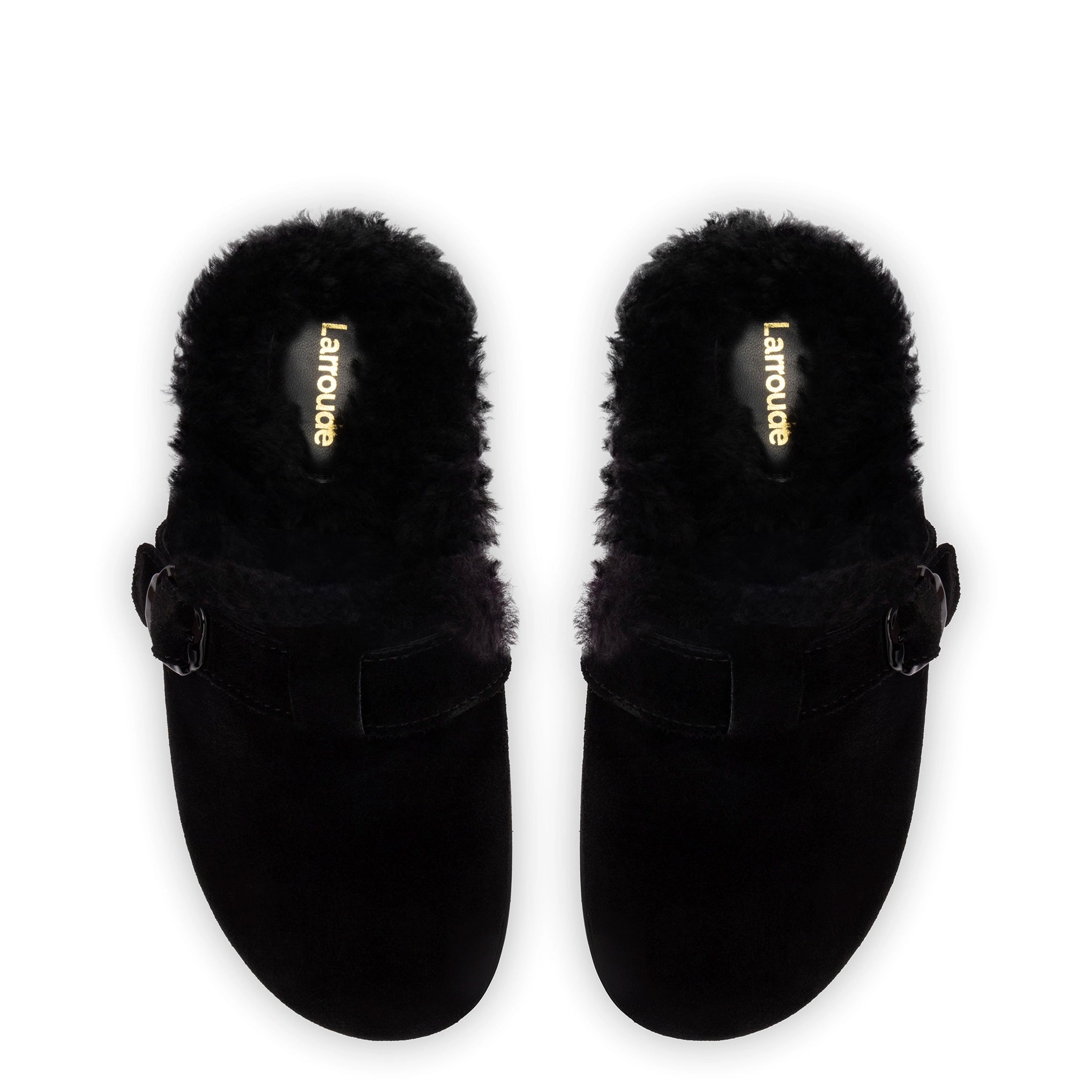 Milan Fur Clog In Black Suede