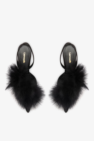 Scarpin Plume Cetim Preto Pump Larroudé