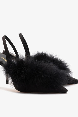 Scarpin Plume Cetim Preto Pump Larroudé