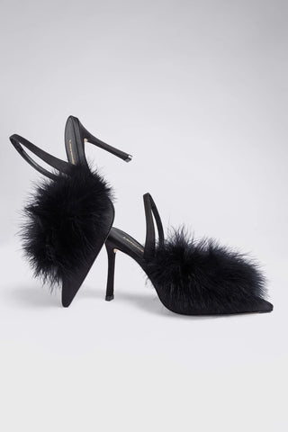 Scarpin Plume Cetim Preto Pump Larroudé