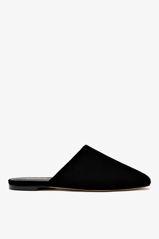 Mule Flat Venice e Clutch Camurça Preto Mule Larroudé