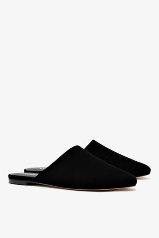 Mule Flat Venice e Clutch Camurça Preto Mule Larroudé