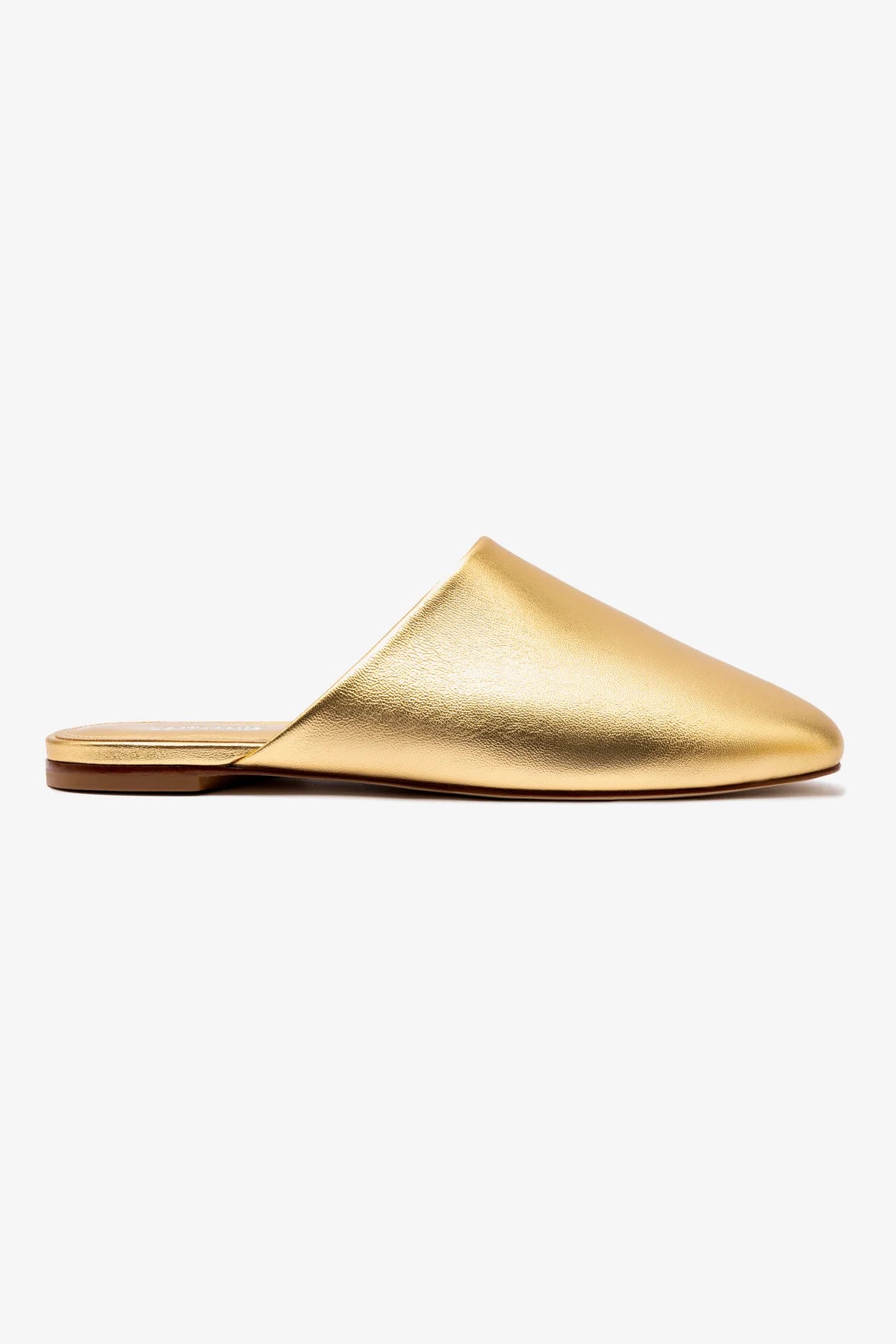 Venice Flat Mule and Pouch Kit In Gold Metallic Leather