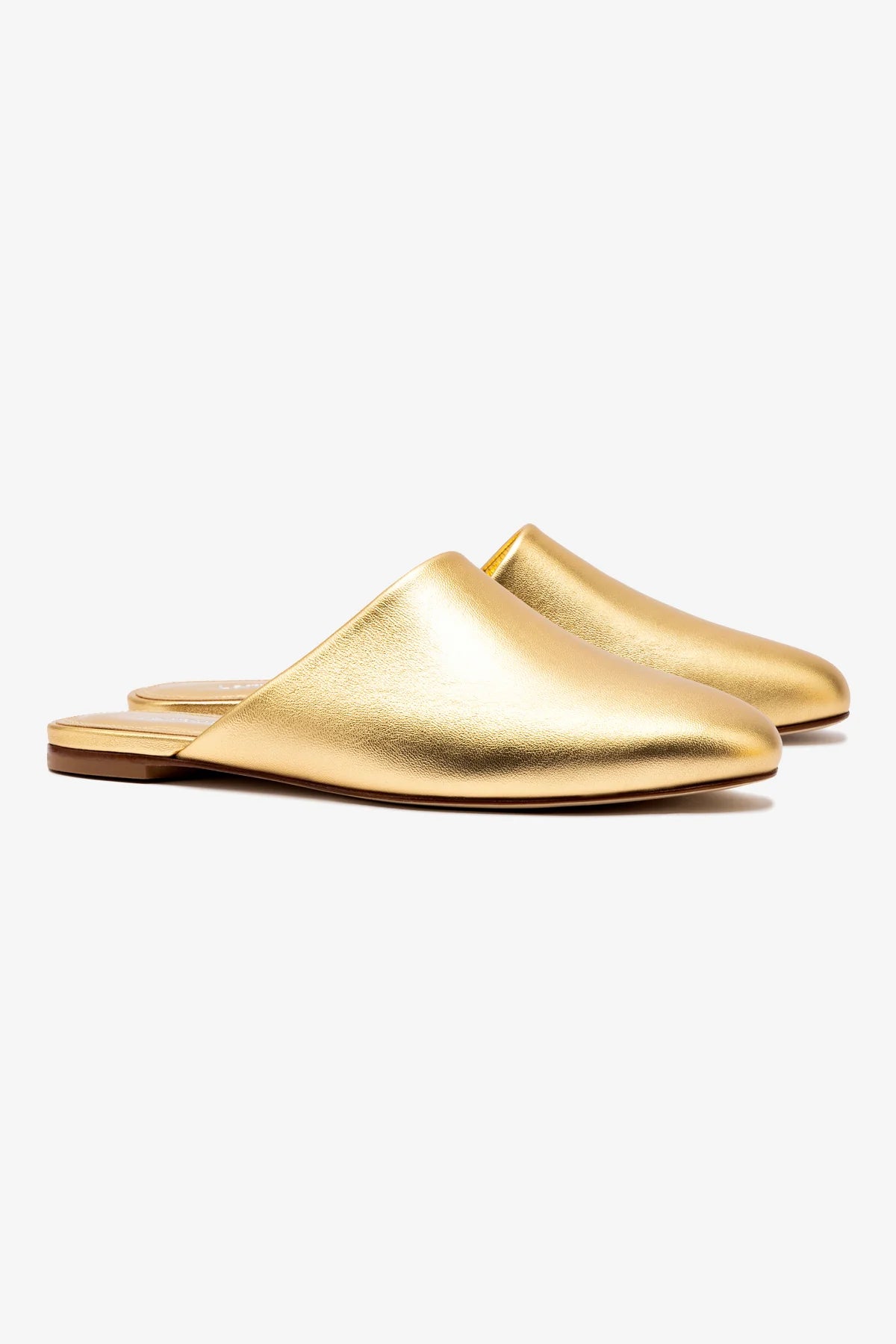 Venice Flat Mule and Pouch Kit In Gold Metallic Leather