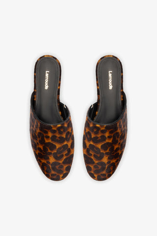 Venice Flat Mule In Leopard Print Calf Hair
