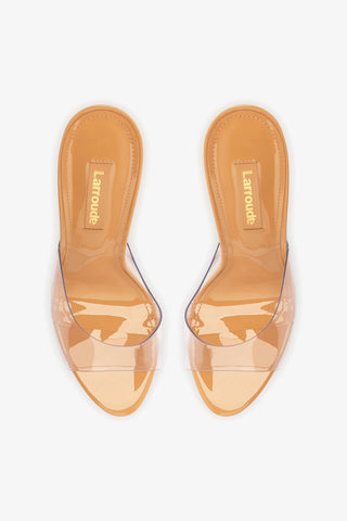 Mule Jasmine Hi Couro Verniz Bege e Vinil Womens - Shoes - Mules Larroudé