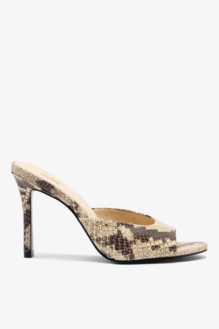 Mule Jasmine Hi Couro Cobra Bege Womens - Shoes - Mules Larroudé