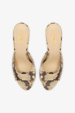 Mule Jasmine Hi Couro Cobra Bege Sandal Larroudé
