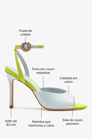 Sandália Jasmine Cetim Azul e Verde