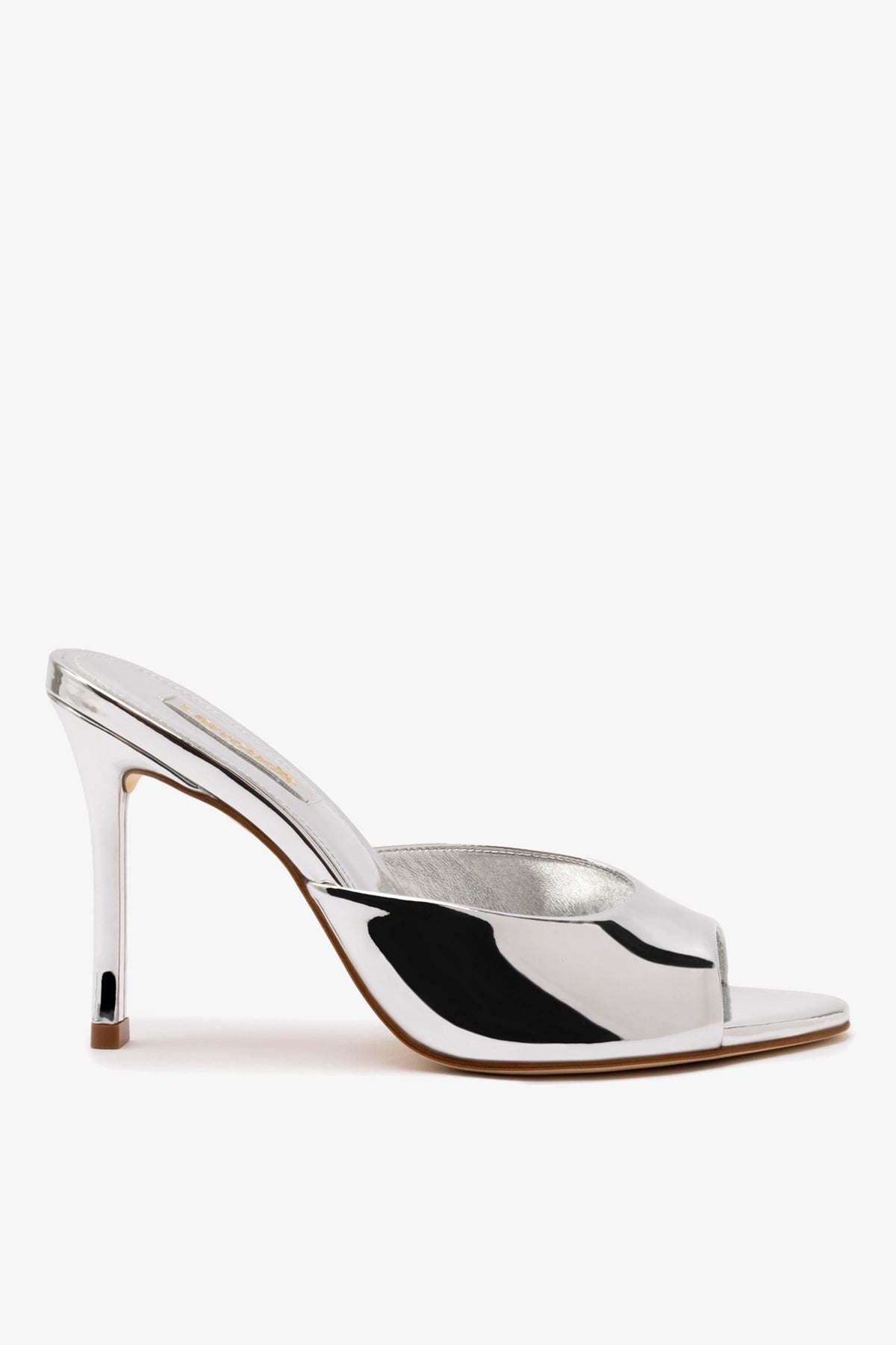 Mule Salto Fino Jasmine Hi Espelhado Prateado | Larroudé