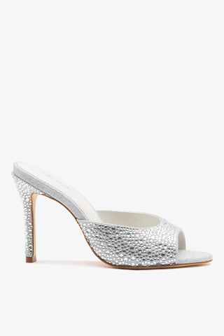 Mule Jasmine Hi Prateado e Cristais Mule Larroudé
