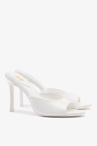 Mule Jasmine Hi Couro Verniz Branco Womens - Shoes - Mules Larroudé