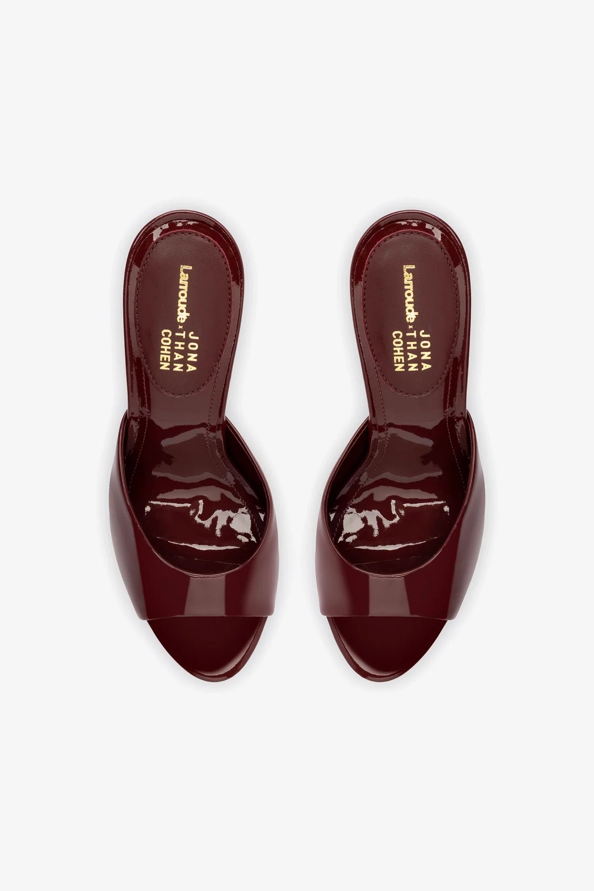 Larroude x Jonathan Cohen Mule In Burgundy Patent Leather