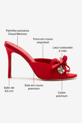 Mule Rosett Cetim Vermelho