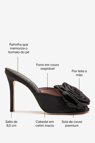 Mule Scarlet Cetim Preto Womens - Shoes - Mules Larroudé