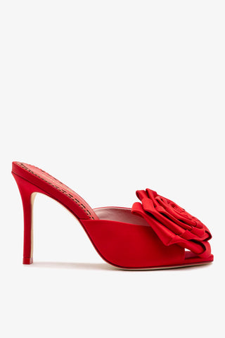 Mule Scarlet Cetim Vermelho