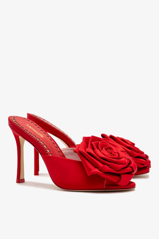 Mule Scarlet Cetim Vermelho