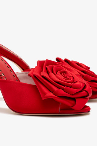 Mule Scarlet Cetim Vermelho