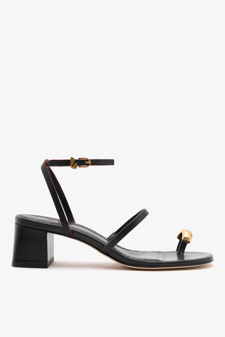 Sandália Salto Bloco Biarritz Couro Preto