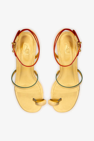 Sandália Salto Bloco Biarritz Couro Dourado