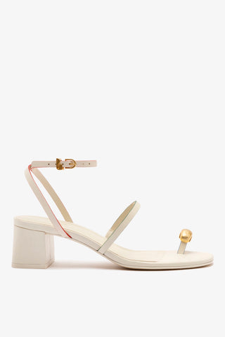 Sandália Salto Bloco Biarritz Couro Off White