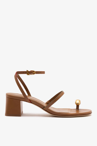 Sandália Salto Bloco Biarritz Couro Caramelo
