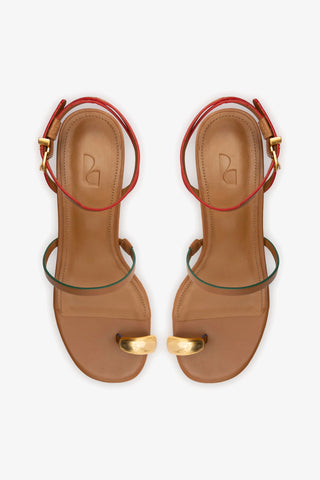 Sandália Salto Bloco Biarritz Couro Caramelo