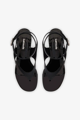 Gaia Block Sandal In Black Leather