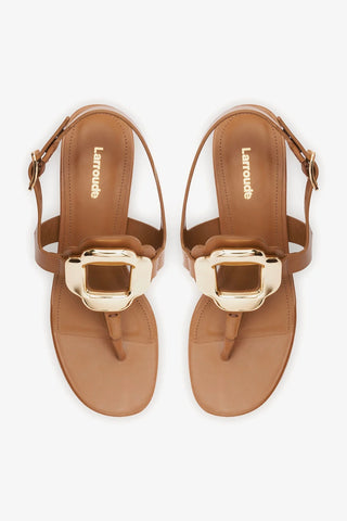 Sandália Margherita Couro Caramelo Sandal Larroudé