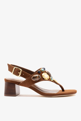 Sandália Talitha Block Camurça Marrom Womens - Shoes - Sandals Larroudé
