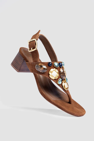 Sandália Talitha Block Camurça Marrom Womens - Shoes - Sandals Larroudé