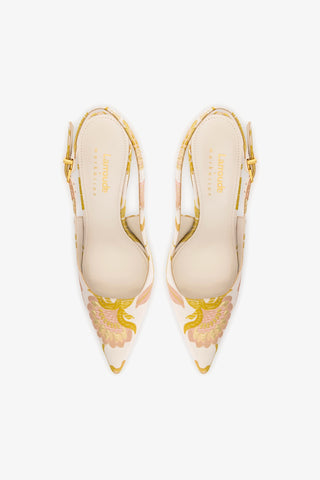 Larroudé x Markarian: Slingback Kaitlan Brocado Off White