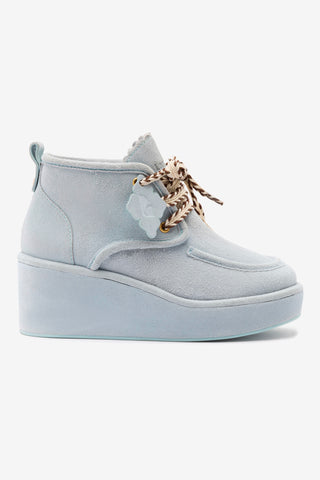 Bota Anabela Chani Camurça Azul