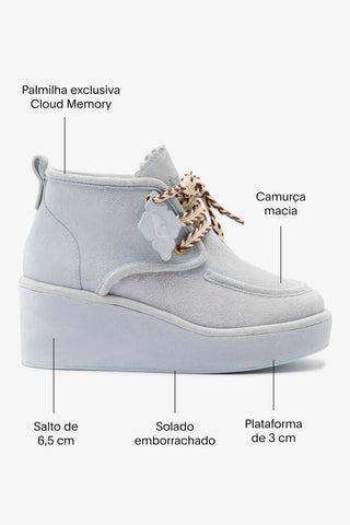 Bota Anabela Chani Camurça Azul