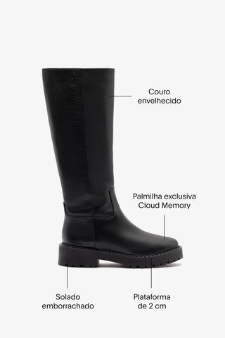 Bota Tratorada Anne Couro Preto