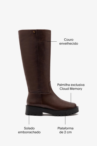 Bota Tratorada Anne Couro Marrom