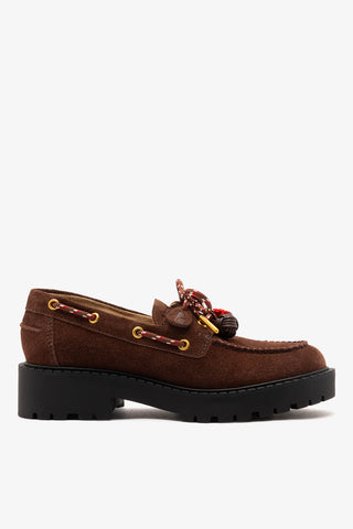 Mocassim Tratorado Cyprus Camurça Marrom Loafer Larroudé