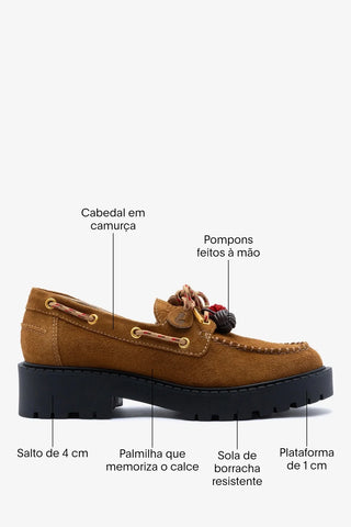 Mocassim Tratorado Cyprus Camurça Russet Loafer Larroudé