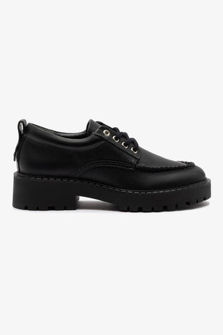 Mocassim Tratorado London Lace Up Couro Preto