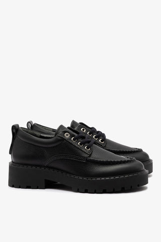 Mocassim Tratorado London Lace Up Couro Preto