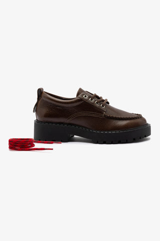 Mocassim Tratorado London Lace Up Couro Marrom