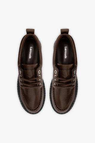 Mocassim Tratorado London Lace Up Couro Marrom