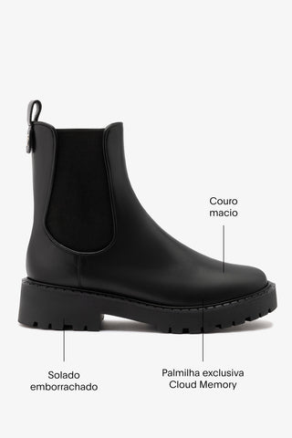 Bota Sancha Couro Preto Boot Larroudé