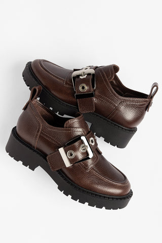 Mocassim Tratorado Stewart Couro Marrom Loafer Larroudé
