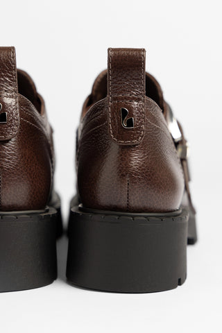 Mocassim Tratorado Stewart Couro Marrom Loafer Larroudé