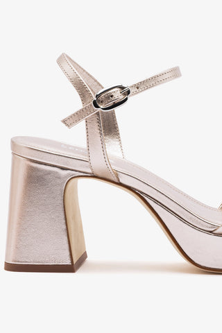 Sandália Plataforma Bianca Low Couro Champagne Womens - Shoes - Sandals Larroudé